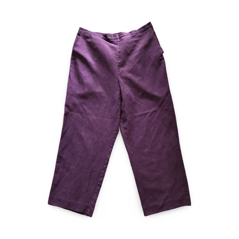 Alfred Dunner Plum Wide-Leg Cotton Blend Trousers